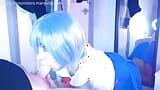Rei Ayanami first time, fucks rough with her big oiled ass, makes step dad cum loads over cute face snapshot 8