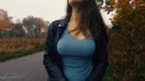 Boobwalk: Leather Jacket, Blue Sweater, Jeans, Caught snapshot 7