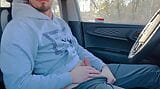 Jerk off and fingering in car + moaning +  ball squeeze snapshot 2