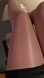 My legs looks so hot on sheer and shiny pantyhose layers and fine heeled sandals. snapshot 5