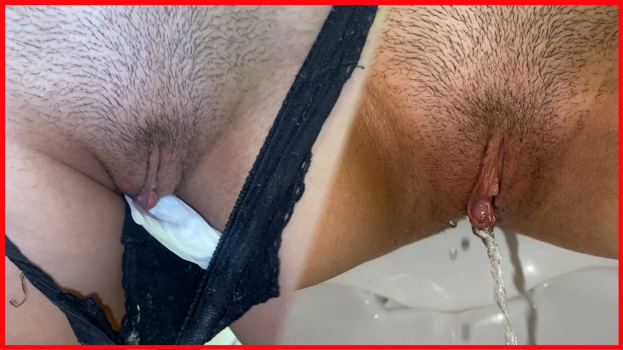 Compilation! Pissing in different panties with pads! Close-up! POV!