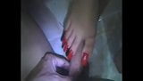 Long Sharp Red Toenails Footjob snapshot 2