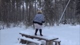 Big ass in the winter forest snapshot 8