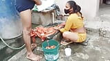 The Indian step-sister was washing clothes when she got wet pussy seeing step-brother's fat dick. snapshot 3