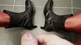 Here I squirt a load of on my own high-heeled leather short-shaft boots and wear a nylon pantyhose o snapshot 8