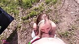 Risky outdoor blowjob and huge cumshot on tits snapshot 3