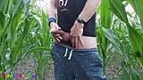 Fun in the cornfield, jerk off and use a condom snapshot 16