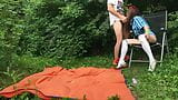 Young student got fucked and cum on tits outdoor in the garden snapshot 5