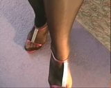 Black seamd stockings with high heels and a bit of foot play snapshot 3