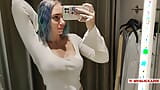 Trying on translucent sexy clothes in a shopping center. Look at me in the fitting room and jerk off to my tits snapshot 15
