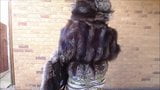 Silver Fox Fur Hoody coat & Fox fur Bag . snapshot 3