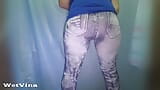 Piss wetting my jeans pants while standing snapshot 4