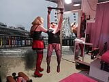 Mrs Samantha is Spanking and Teasing slave Tgirl Marina chained to the ceiling snapshot 15