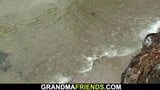 Blonde granny double penetration outdoors snapshot 1