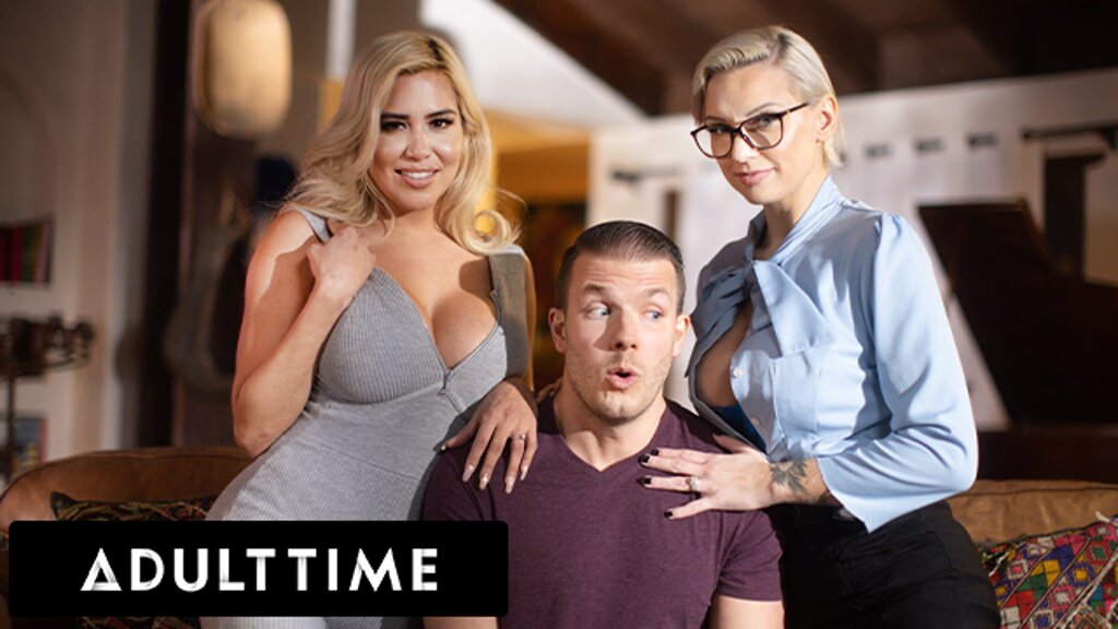 Free watch & Download ADULT TIME - Lucky Guy Serves Up Cock In WILD THREESOME WITH STEPMOMS Kenzie Taylor And Caitlin Bell