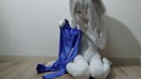 White Zentai Cat Wears Blue Leohex snapshot 2