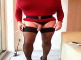 Big boob cross dresser smoking red dress. snapshot 6