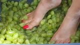 Feet with Long Red Toenails Stomping Green Grapes (I part) snapshot 9