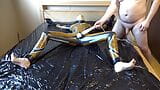 Latex Danielle is attached to the bed and masturbated with the massage vibrator. Full video snapshot 9