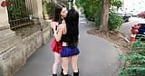 Young lesbians Sissi and Mel have sex in public snapshot 2