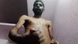 Rajesh masturbating, spitting on cock & cumming in glass 2 snapshot 6