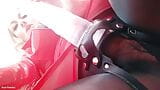 Pov femdom con cinturón: abrigo rojo de pvc sexy mistress - dominación femenina - arya grander - hablar sucio snapshot 2