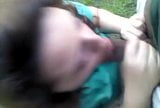 White girl gives head to a black guy in the park snapshot 9