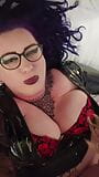 BBW with big tits in PVC fucked POV view snapshot 5