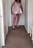 Uk tv slut Nottstvslut pink pvc ballerina dress with pink stockings cock on display snapshot 3