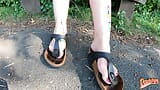 Footwalk in public-Walk with my dirty little feet snapshot 6