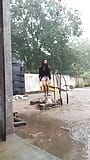 Cute desi college girl playing hard in rain boobies shake snapshot 2