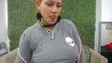 Busty Latina Diamond sucks big nipples through fishnet top snapshot 3