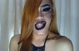 Heavy make-up trap with black lipstick mouth teases you snapshot 1