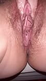 Hairy wife's wet pussy dripping juice on closeup shot of our amateur couple tape snapshot 12