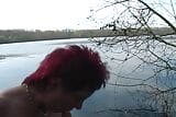 Wild German redhead enjoy eating warm cum near the lake snapshot 13