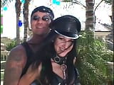 Dirty slut with dog collar rides a bikers cock snapshot 3