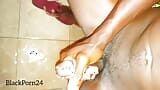 BlackPorn24 masturbating in the bathroom alone. snapshot 11