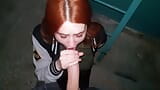  Redhead girl sucked in the stairwell while parents were at home  snapshot 16