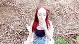 Outdoor forest smoking blowjob and jizz on Kitty's face snapshot 1