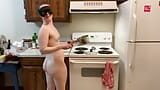 Lazy Ass Babe Warms Up Groceries Naked in the Kitchen Episode 54 snapshot 6