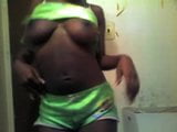 Great looking ebony cutie strips and plays snapshot 2