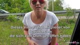 Big tits MILF Hitchhiker give Blowjob by Drive in Car German snapshot 2