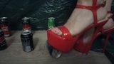 Lady L crush cans with sexy red High Heels. snapshot 1