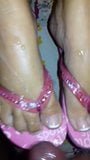 Cum on wife's feet in flip flops snapshot 7