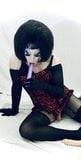 Heavy Makeup Painted Fuck Toy fucks and sucks big dildos snapshot 6