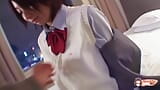 Yuka geniet van haar sexy uniform terwijl haar vriend hardcore haar harige strakke poesje boort snapshot 1