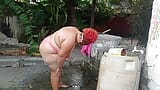 My whore stepmother takes a shower in the patio snapshot 6