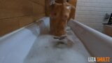 Fit teen plays in bubble bath. snapshot 9