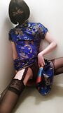 Dik Japon femboy crossdresser içinde Chinese elbise masturbates ve boşalmak madzmoto güneş snapshot 2