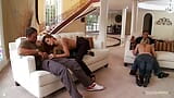 Two naughty couples have sex in the middle of the living room snapshot 3